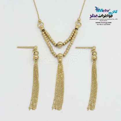 Gold Half Set - Necklace and Earrings - Gold Ball Design-MS0619